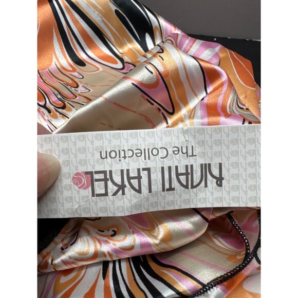 Kinati Lake Yomi The Collection Satin Head Wrap Orange Pink Geometric Black - Picture 6 of 8